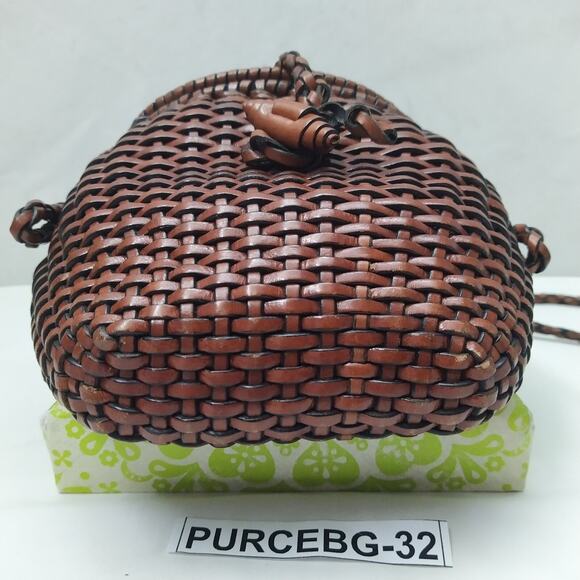 Ann Taylor Brown Woven Leather Saddle Crossbody Bag - Picture 6 of 16